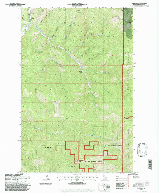 Classic USGS Masonia Idaho 7.5'x7.5' Topo Map Image