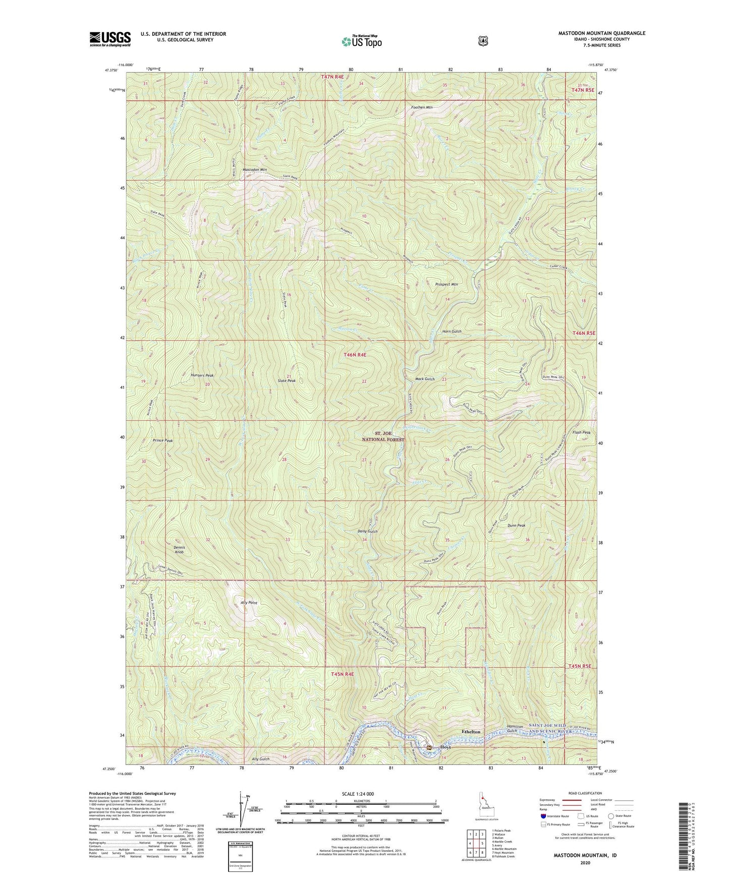 Mastodon Mountain Idaho US Topo Map Image