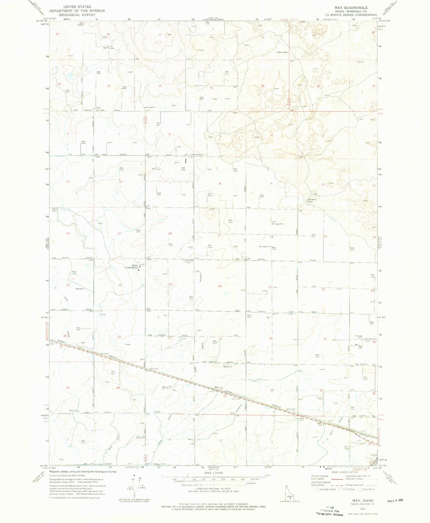 Classic USGS Max Idaho 7.5'x7.5' Topo Map Image