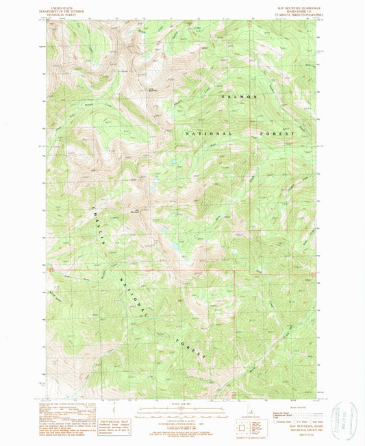 Classic USGS May Mountain Idaho 7.5'x7.5' Topo Map Image