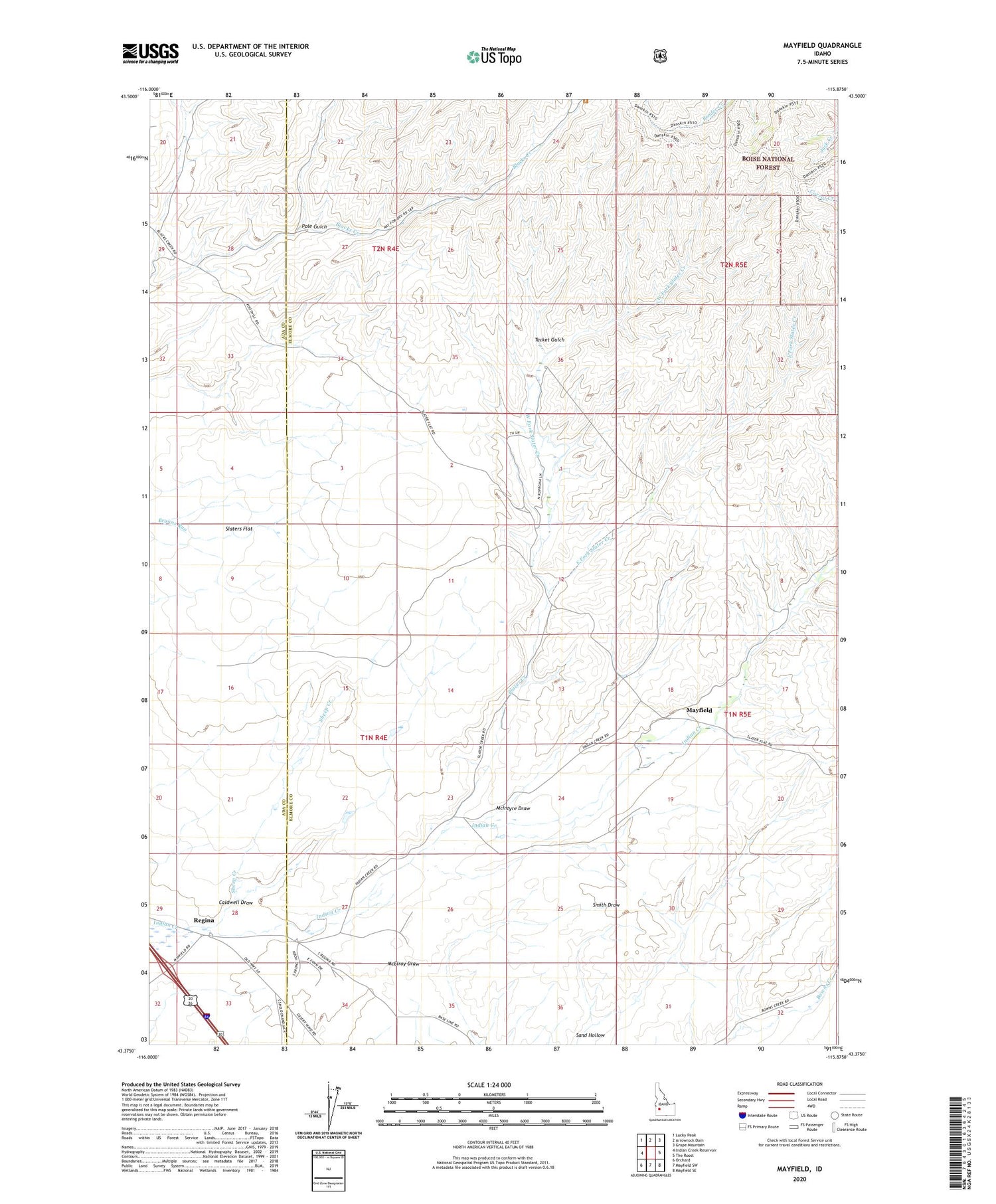 Mayfield Idaho US Topo Map Image