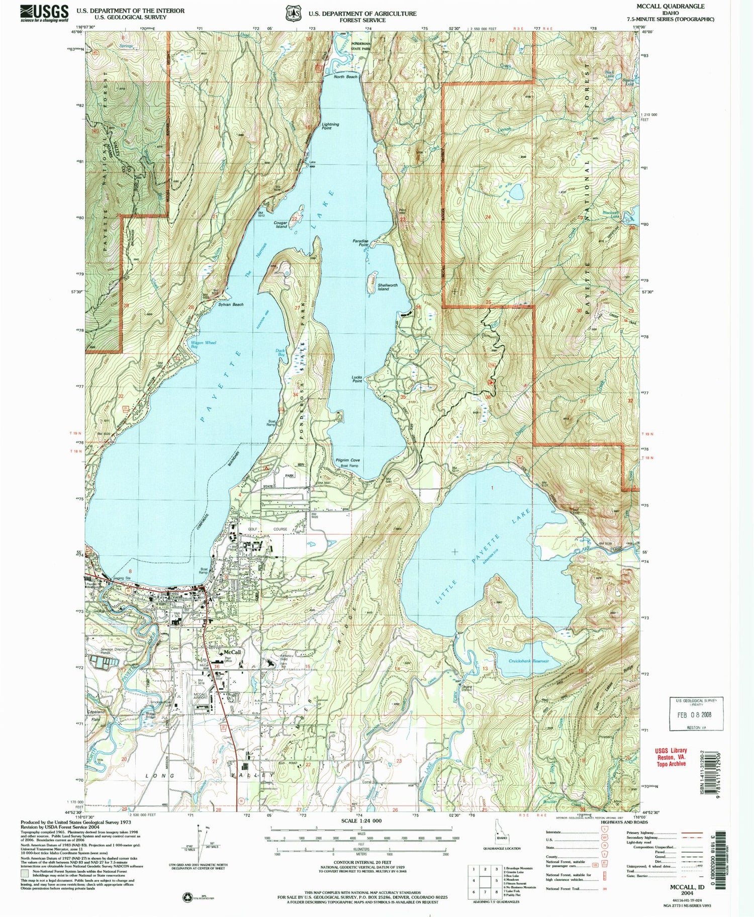 Classic USGS McCall Idaho 7.5'x7.5' Topo Map Image
