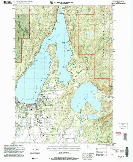 Classic USGS McCall Idaho 7.5'x7.5' Topo Map Image