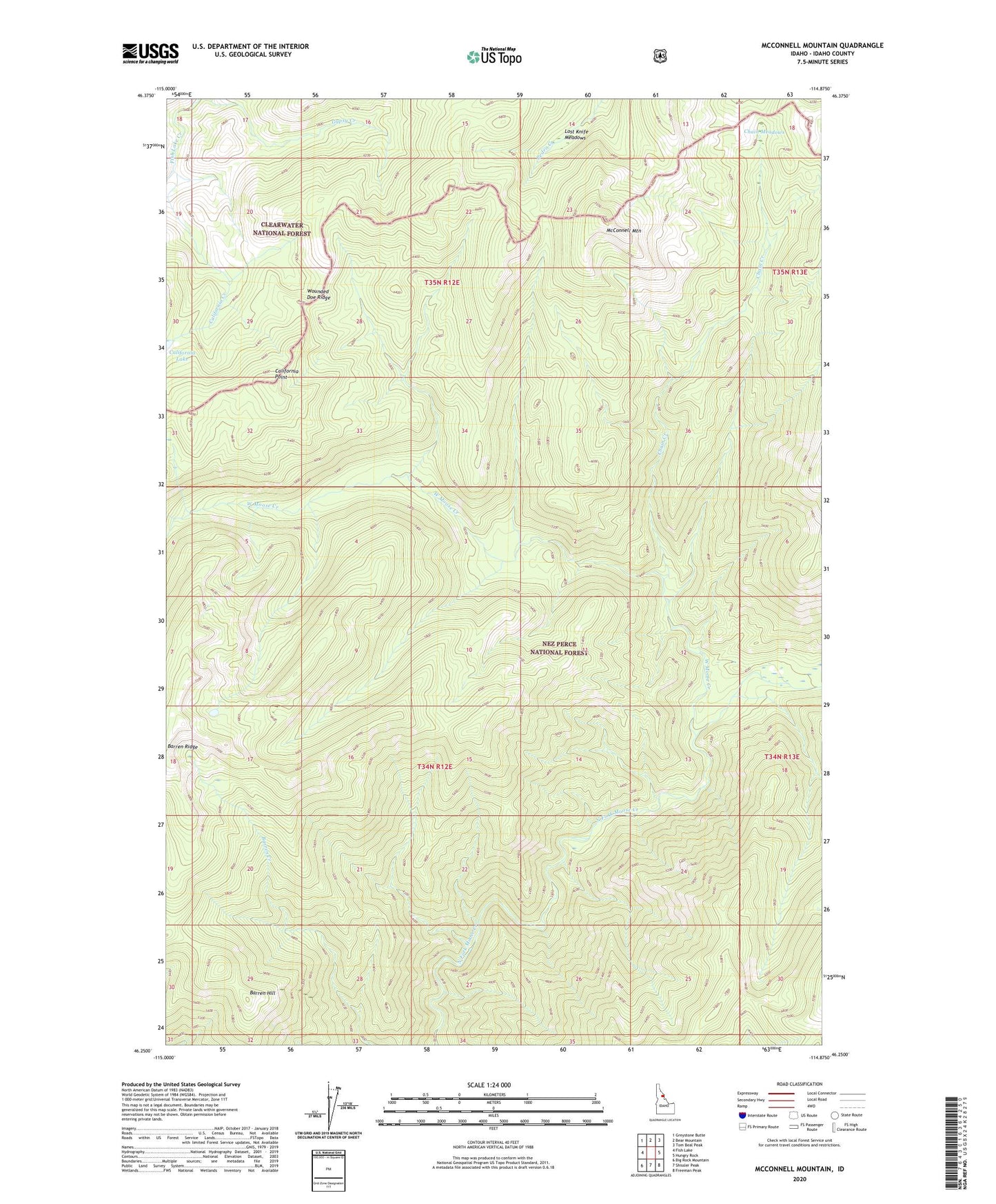McConnell Mountain Idaho US Topo Map Image