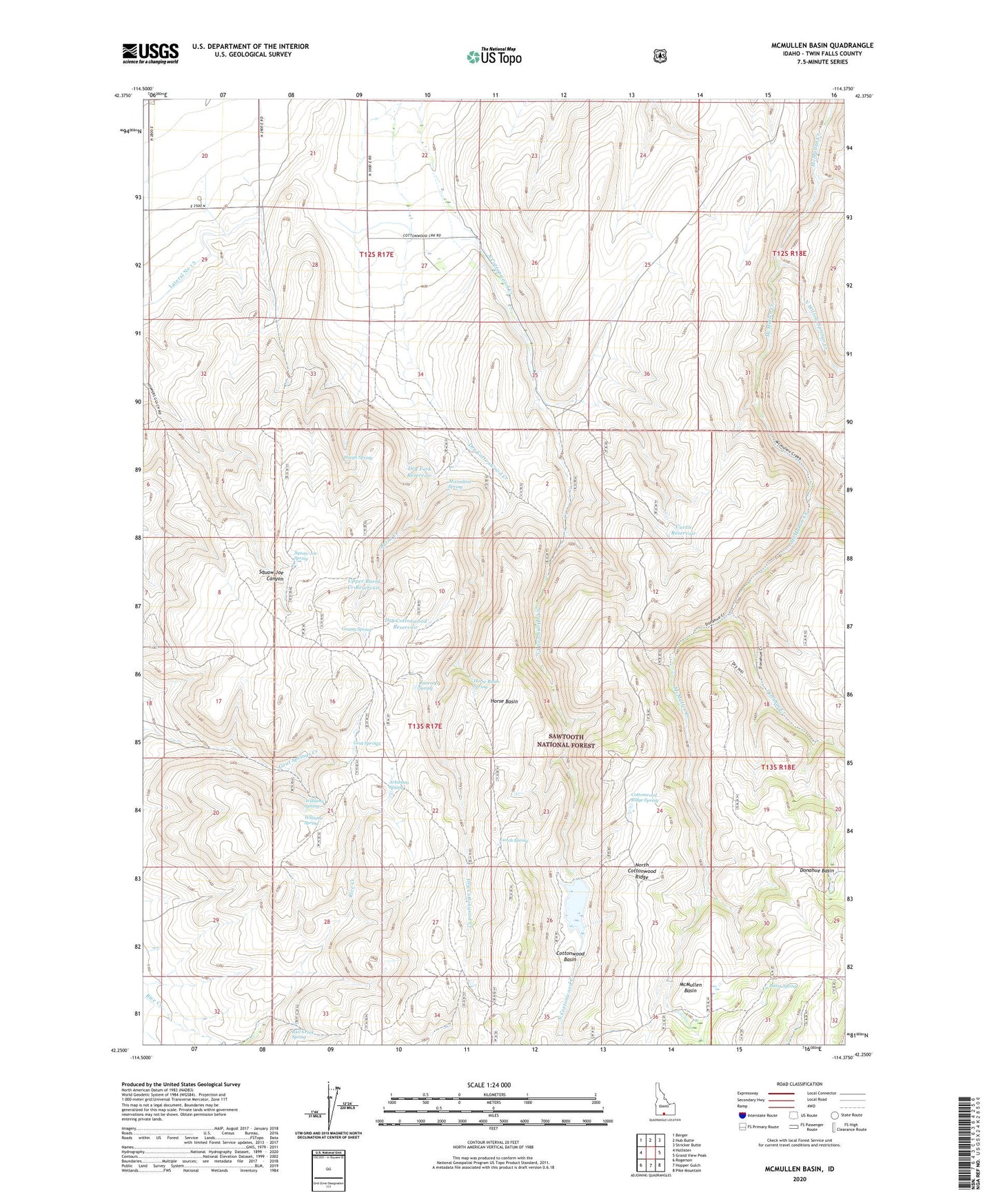 McMullen Basin Idaho US Topo Map Image