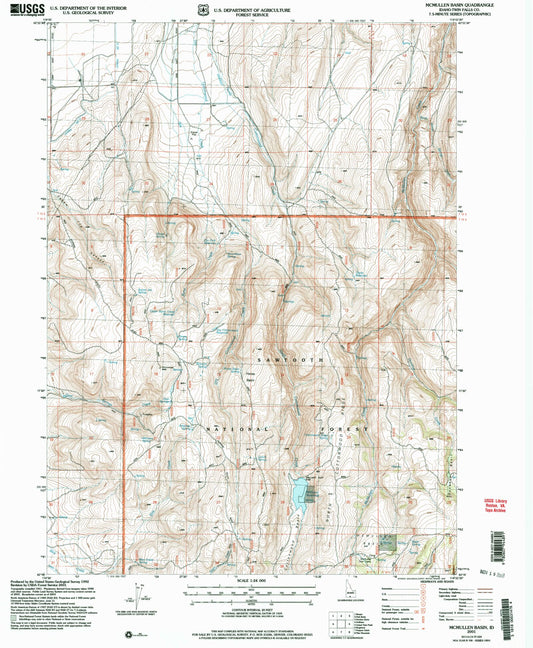 Classic USGS McMullen Basin Idaho 7.5'x7.5' Topo Map Image