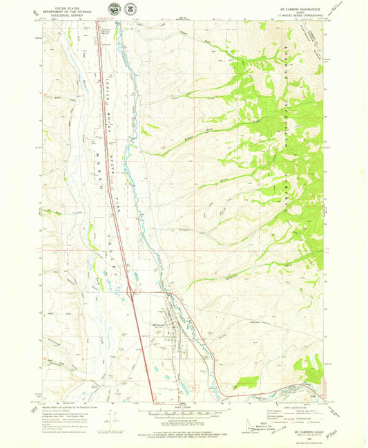 Classic USGS McCammon Idaho 7.5'x7.5' Topo Map Image