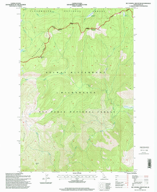 Classic USGS McConnell Mountain Idaho 7.5'x7.5' Topo Map Image