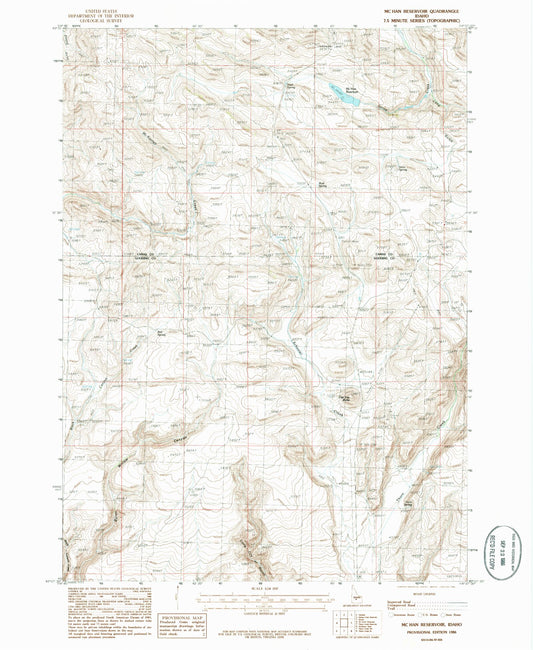 Classic USGS McHan Reservoir Idaho 7.5'x7.5' Topo Map Image