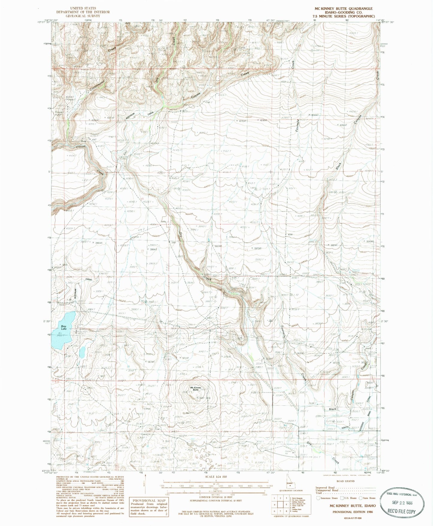 Classic USGS McKinney Butte Idaho 7.5'x7.5' Topo Map Image