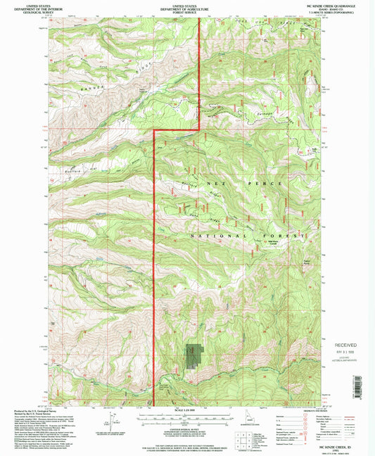 Classic USGS McKinzie Creek Idaho 7.5'x7.5' Topo Map Image
