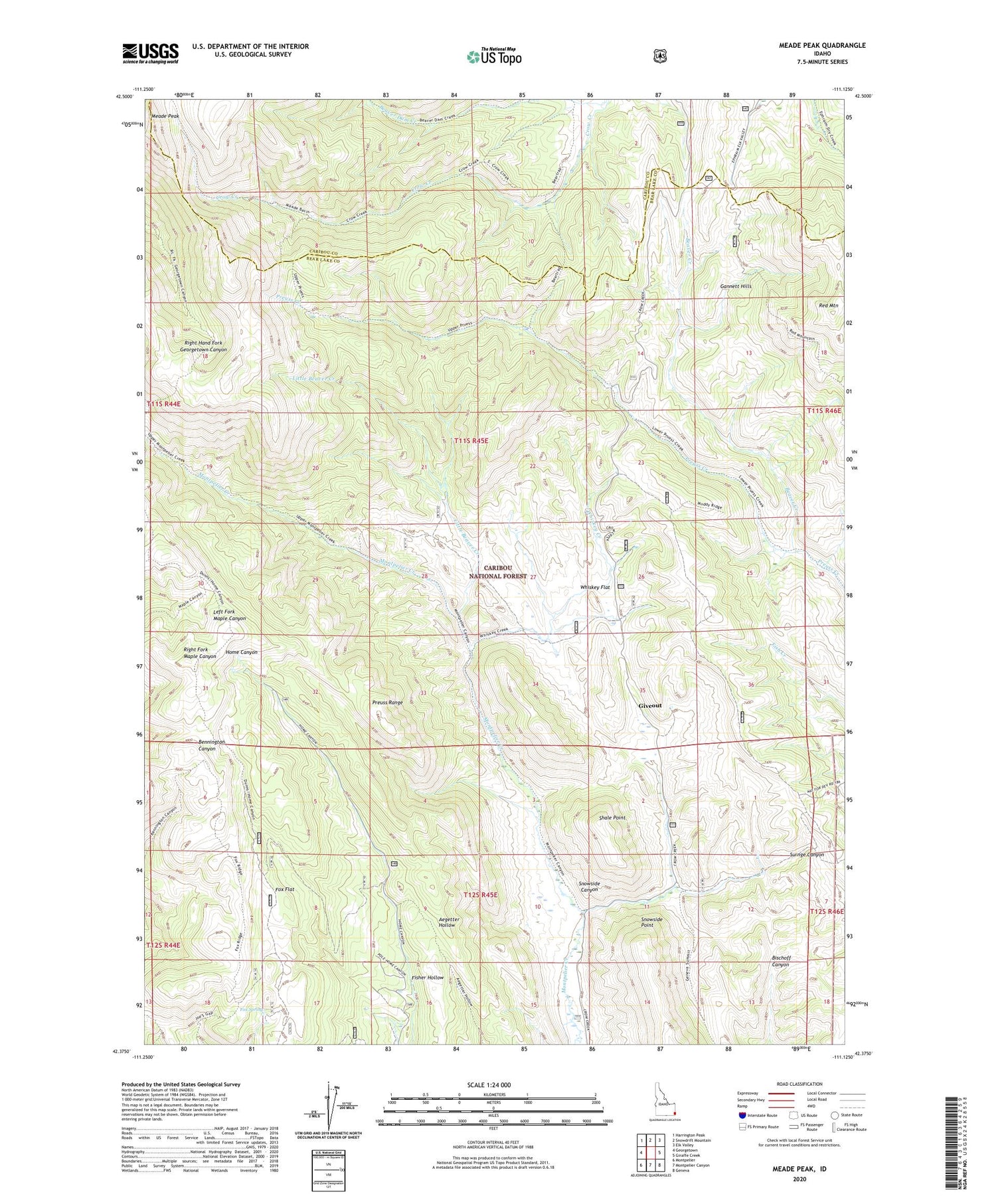 Meade Peak Idaho US Topo Map Image