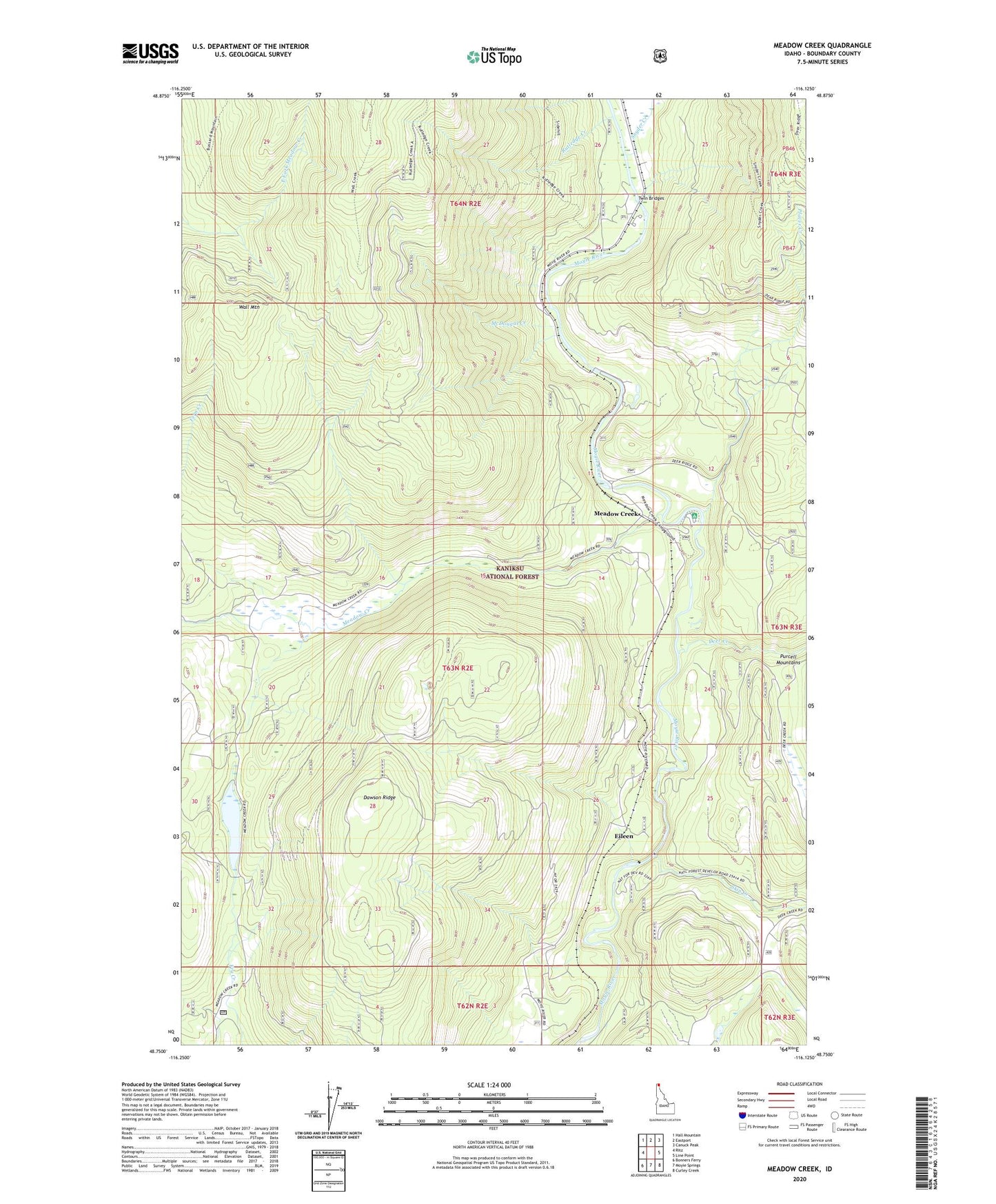 Meadow Creek Idaho US Topo Map Image