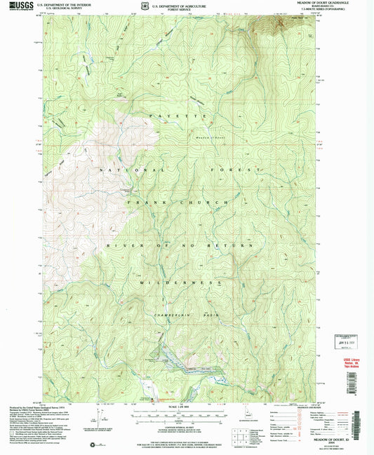 Classic USGS Meadow of Doubt Idaho 7.5'x7.5' Topo Map Image