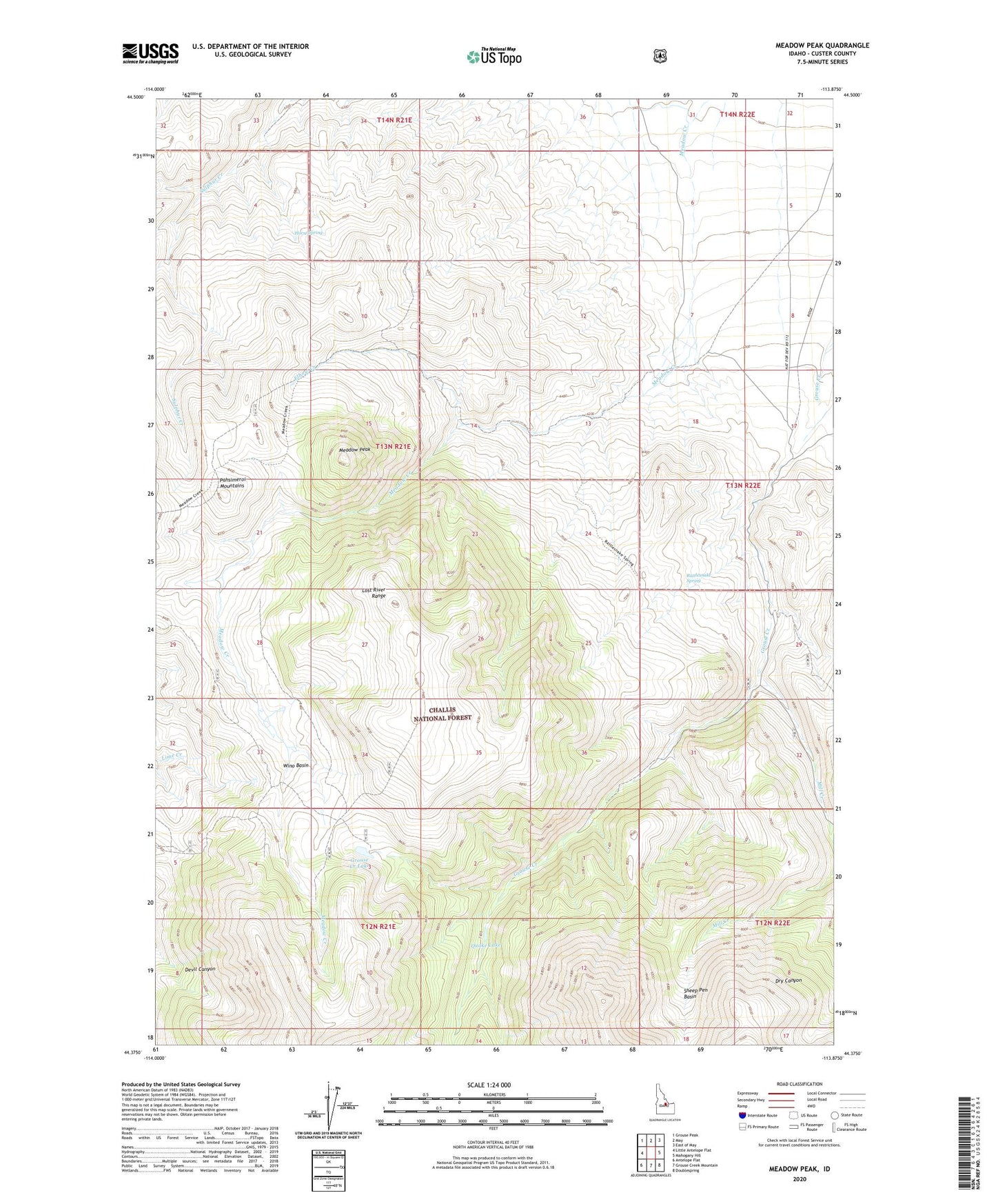 Meadow Peak Idaho US Topo Map Image