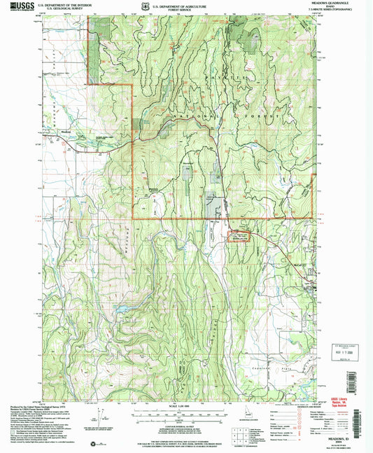Classic USGS Meadows Idaho 7.5'x7.5' Topo Map Image