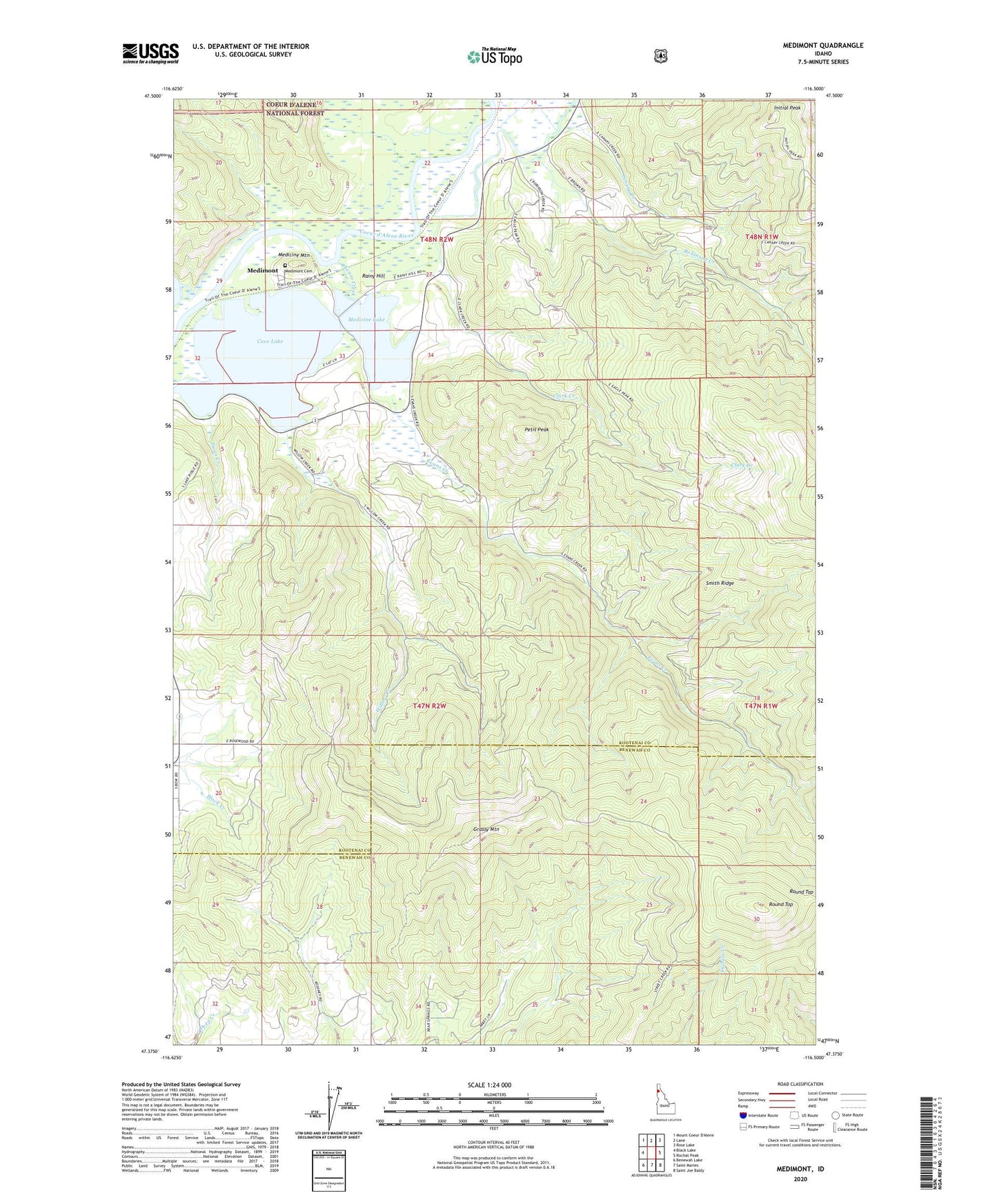 Medimont Idaho US Topo Map Image