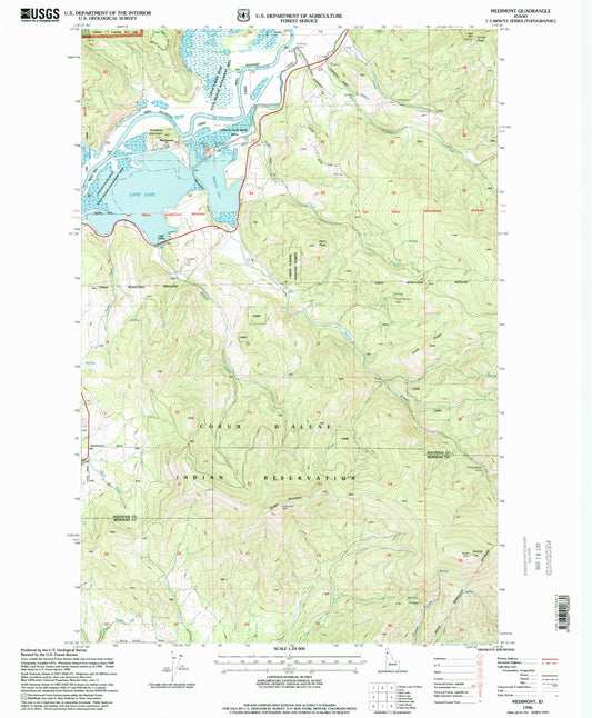 Classic USGS Medimont Idaho 7.5'x7.5' Topo Map Image