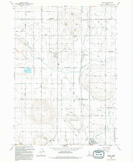Classic USGS Melba Idaho 7.5'x7.5' Topo Map Image