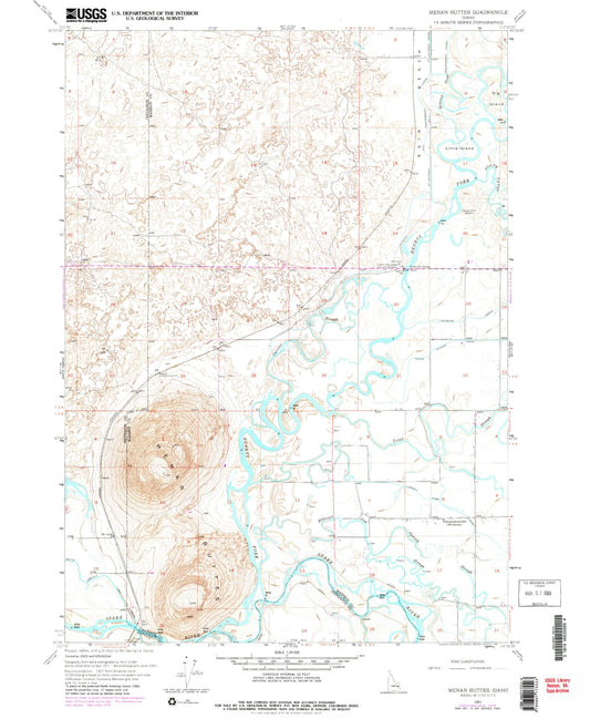 Classic USGS Menan Buttes Idaho 7.5'x7.5' Topo Map Image