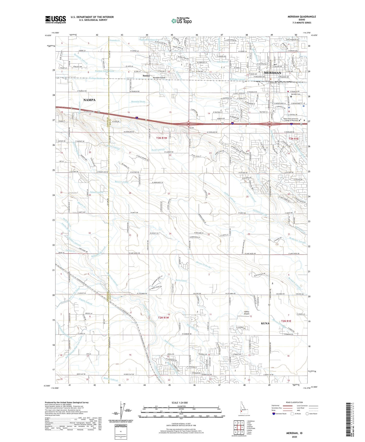 Meridian Idaho US Topo Map Image