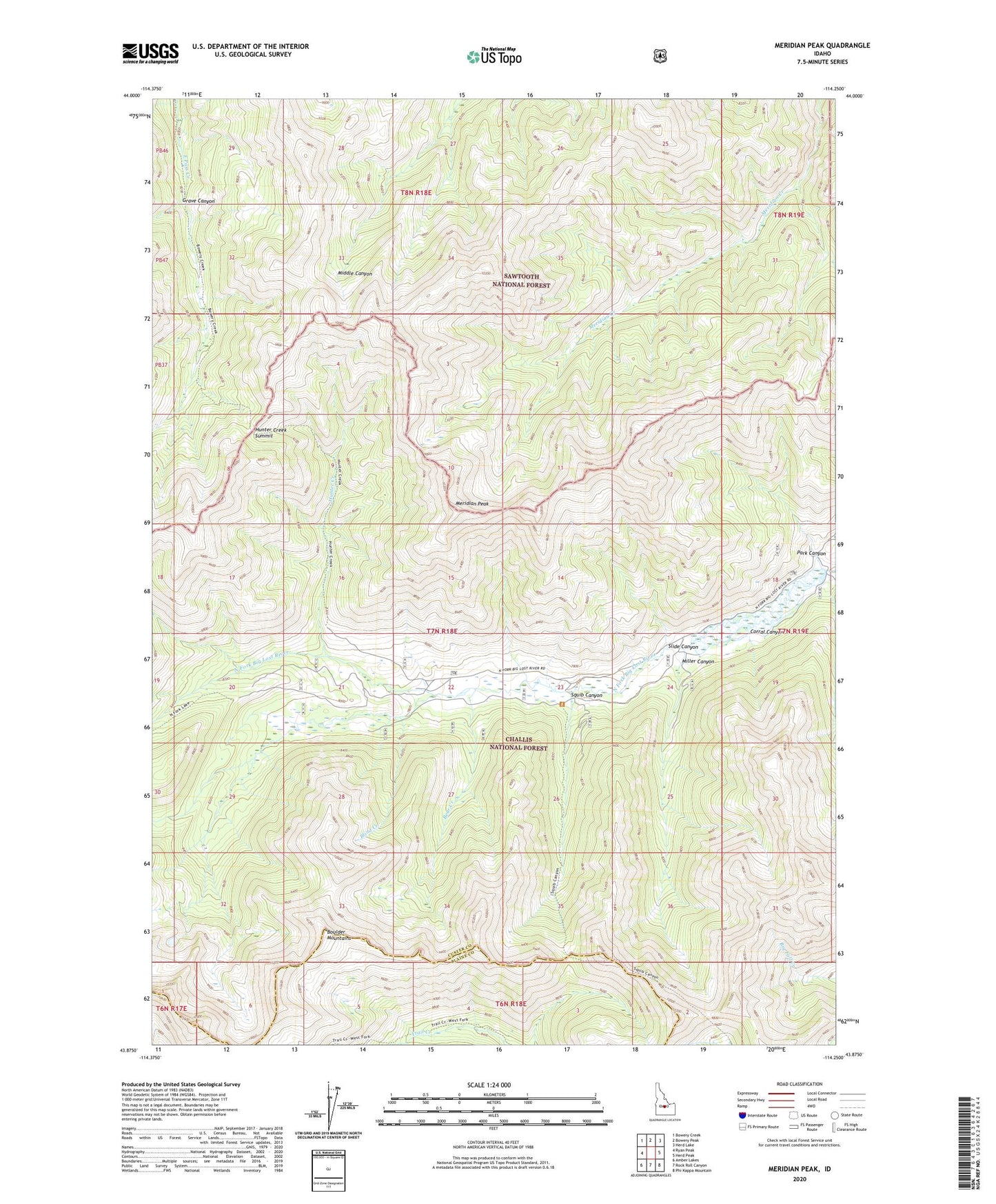 Meridian Peak Idaho US Topo Map Image
