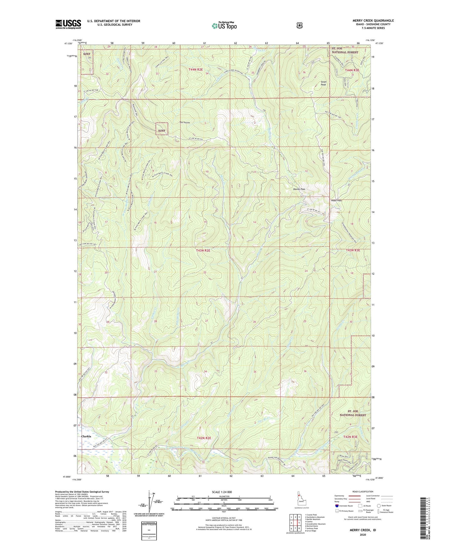 Merry Creek Idaho US Topo Map Image