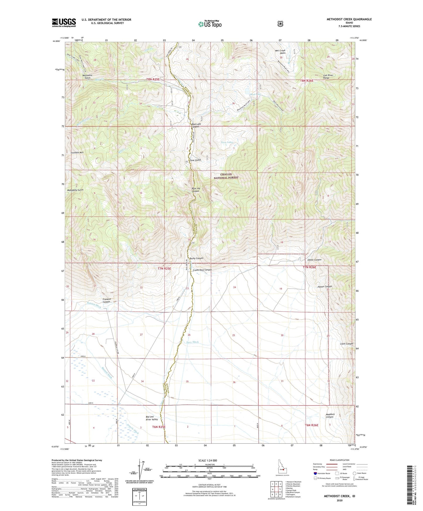 Methodist Creek Idaho US Topo Map Image