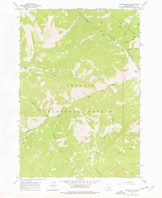 Classic USGS Meyers Cove Idaho 7.5'x7.5' Topo Map Image