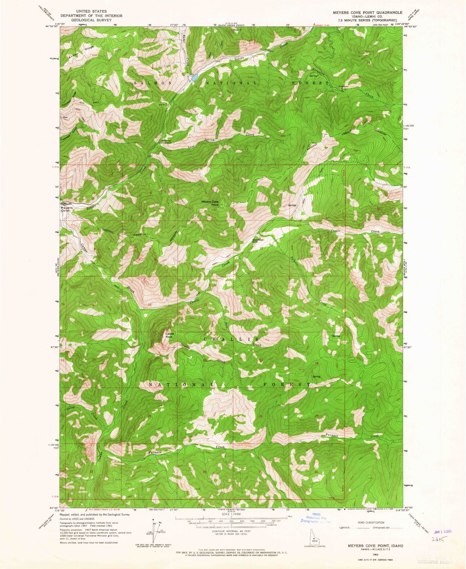 Classic USGS Meyers Cove Point Idaho 7.5'x7.5' Topo Map Image