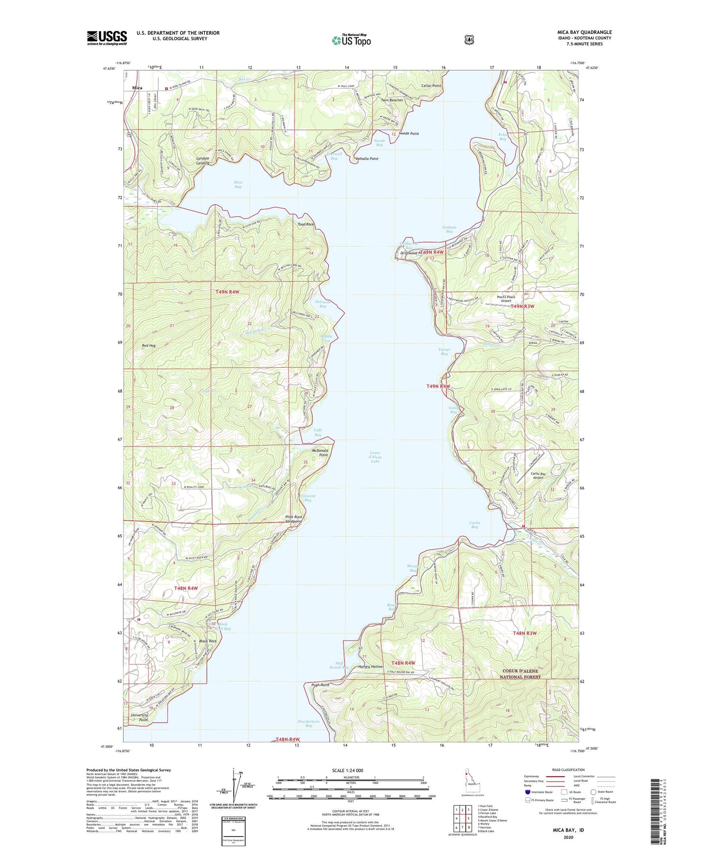 Mica Bay Idaho US Topo Map Image