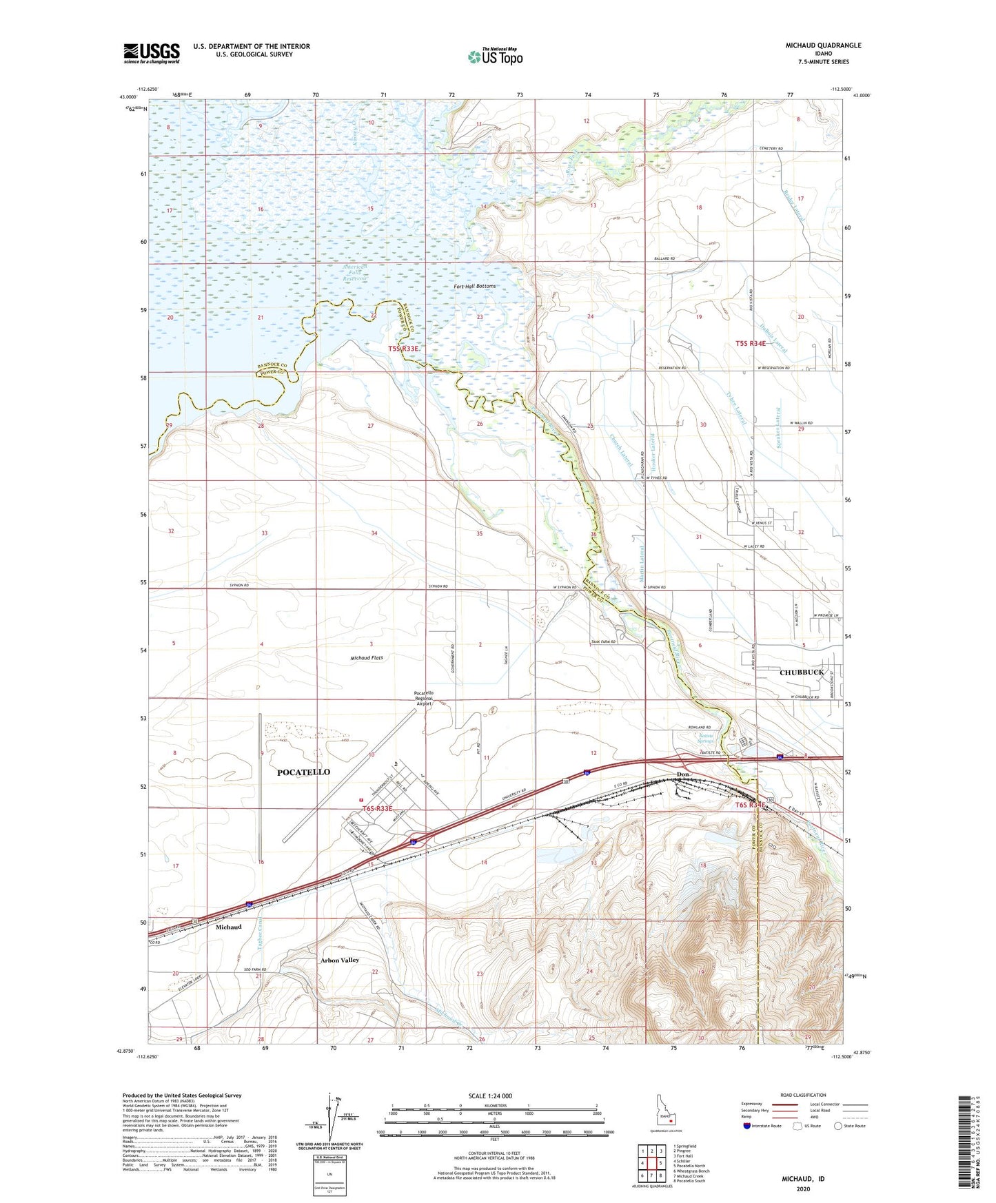 Michaud Idaho US Topo Map Image