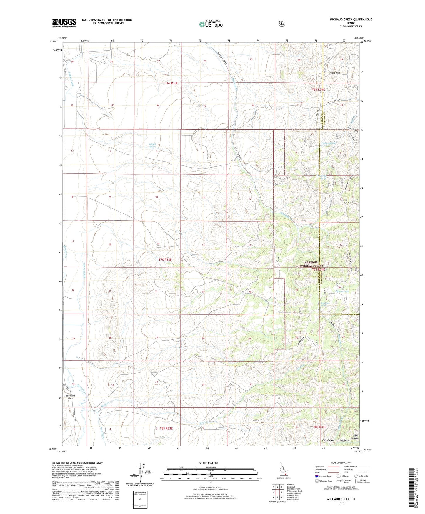 Michaud Creek Idaho US Topo Map Image
