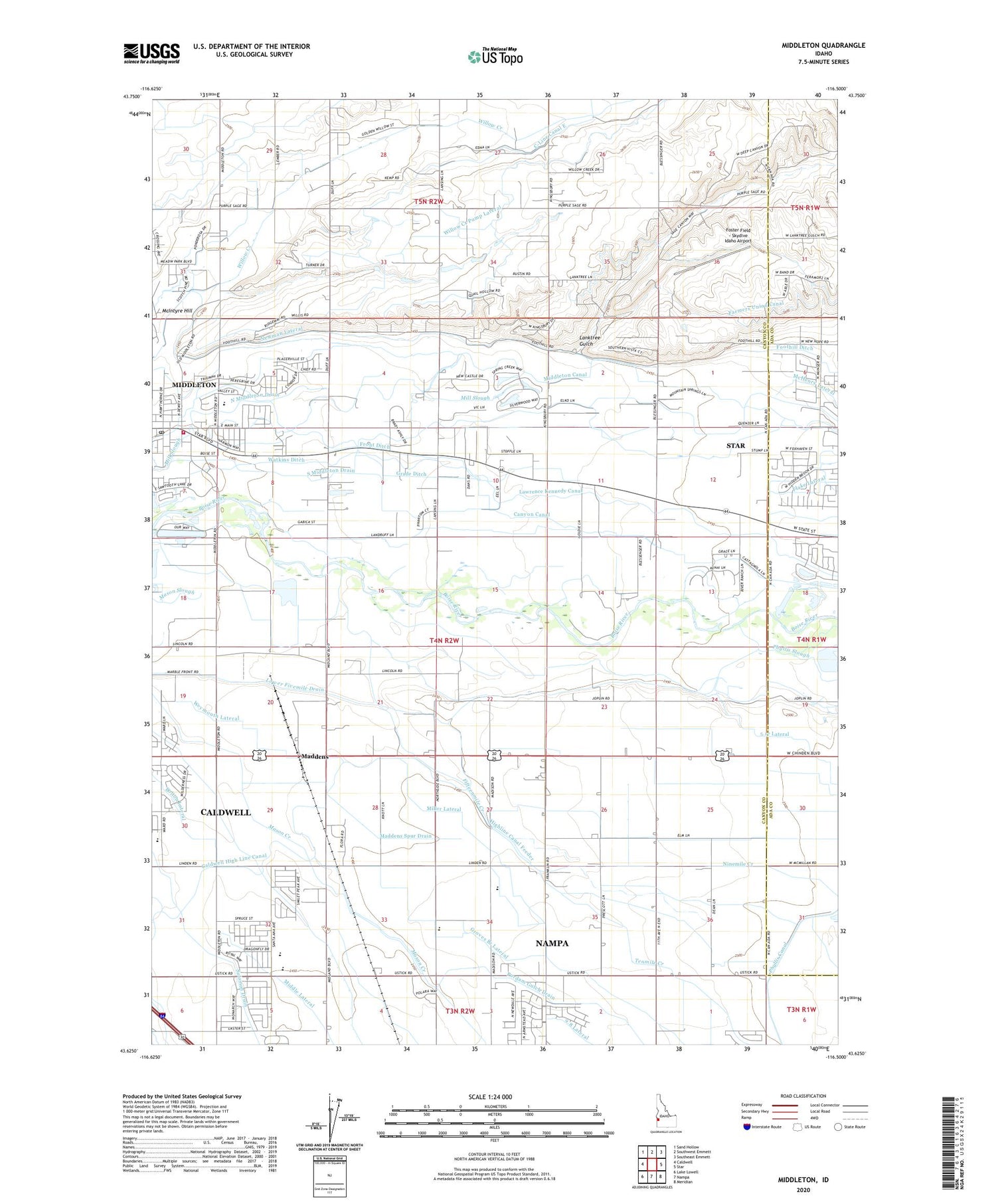 Middleton Idaho US Topo Map Image