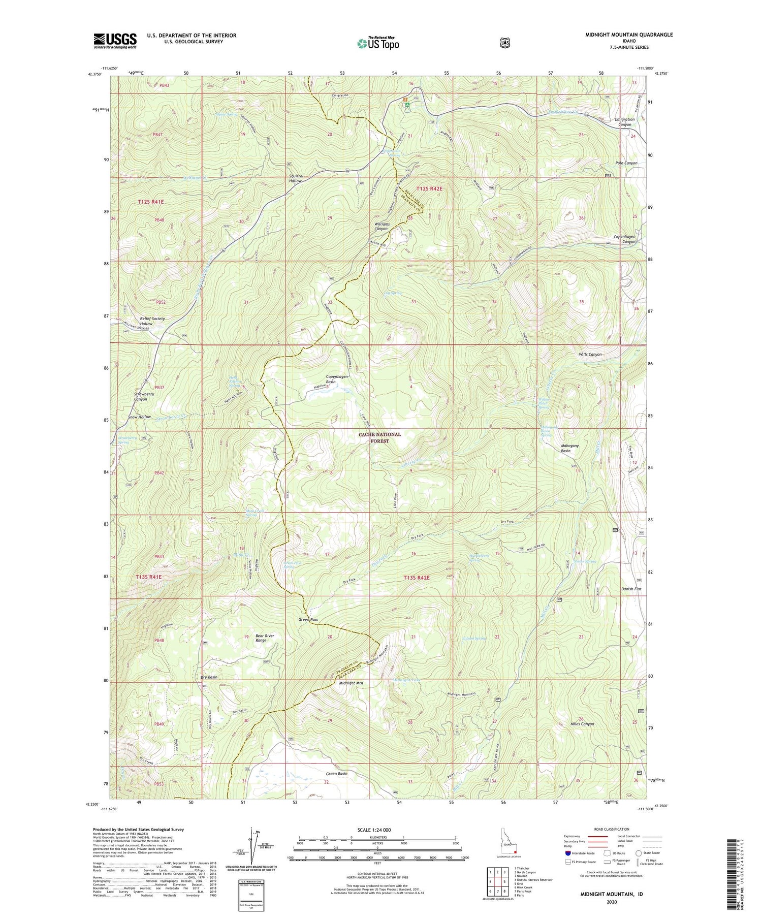 Midnight Mountain Idaho US Topo Map Image