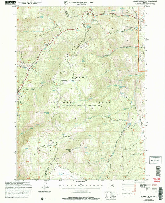 Classic USGS Midnight Mountain Idaho 7.5'x7.5' Topo Map Image