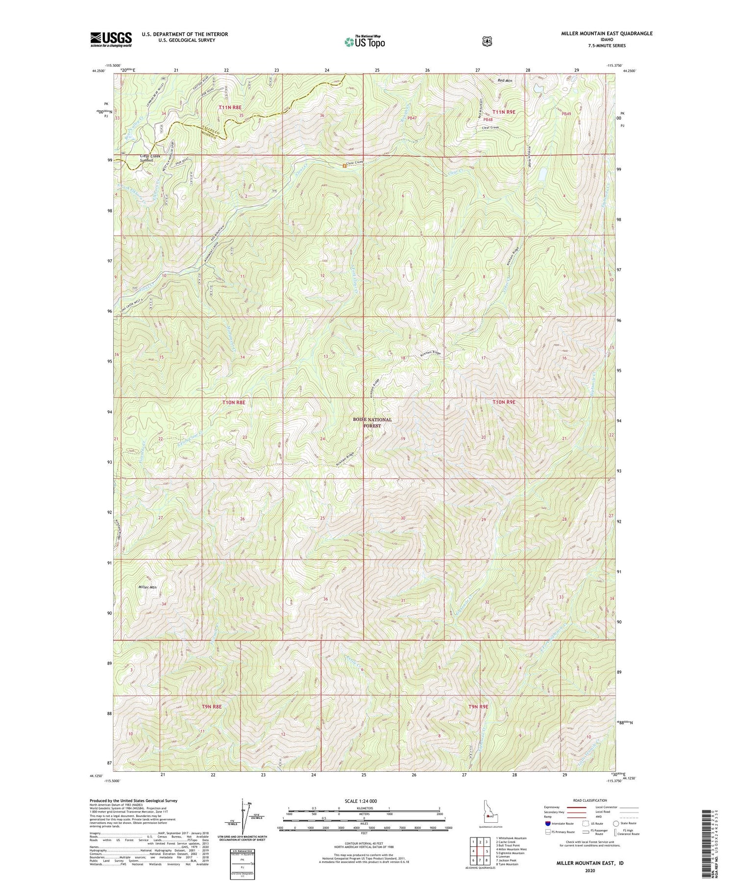 Miller Mountain East Idaho US Topo Map Image