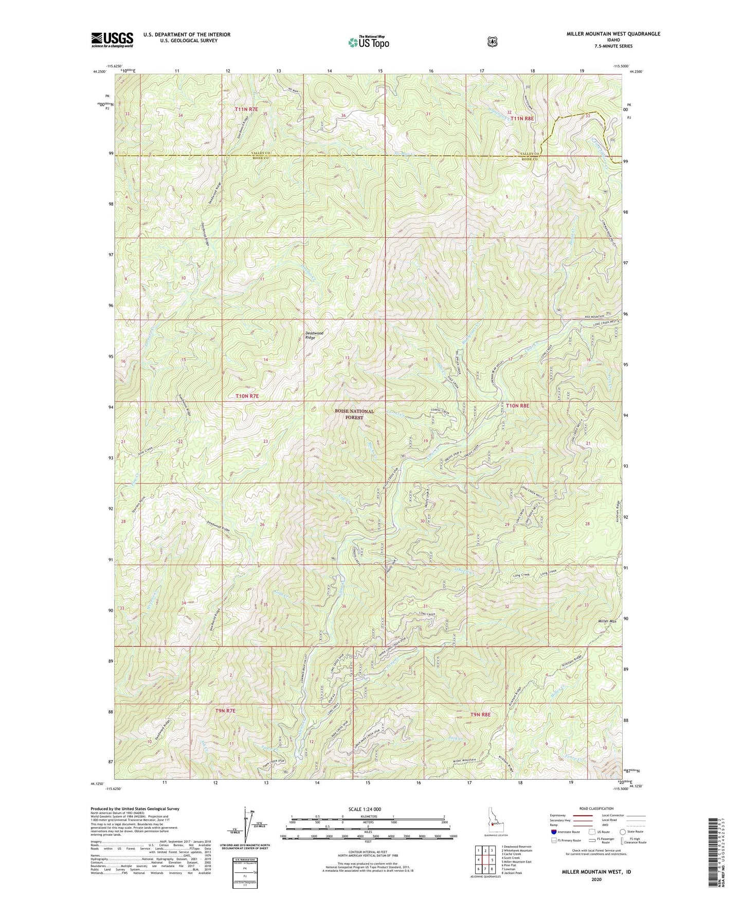 Miller Mountain West Idaho US Topo Map Image