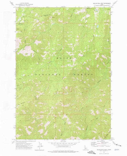 Classic USGS Miller Mountain East Idaho 7.5'x7.5' Topo Map Image