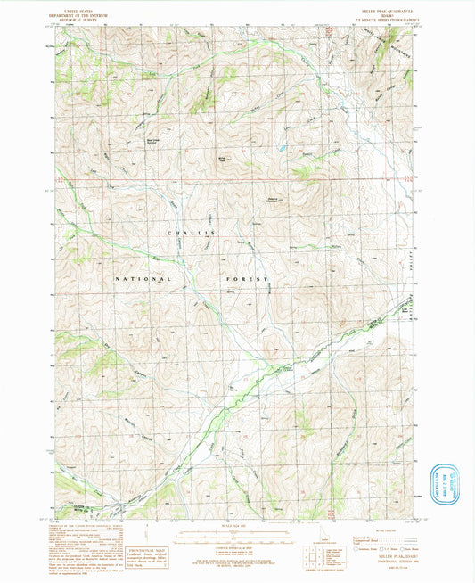 Classic USGS Miller Peak Idaho 7.5'x7.5' Topo Map Image