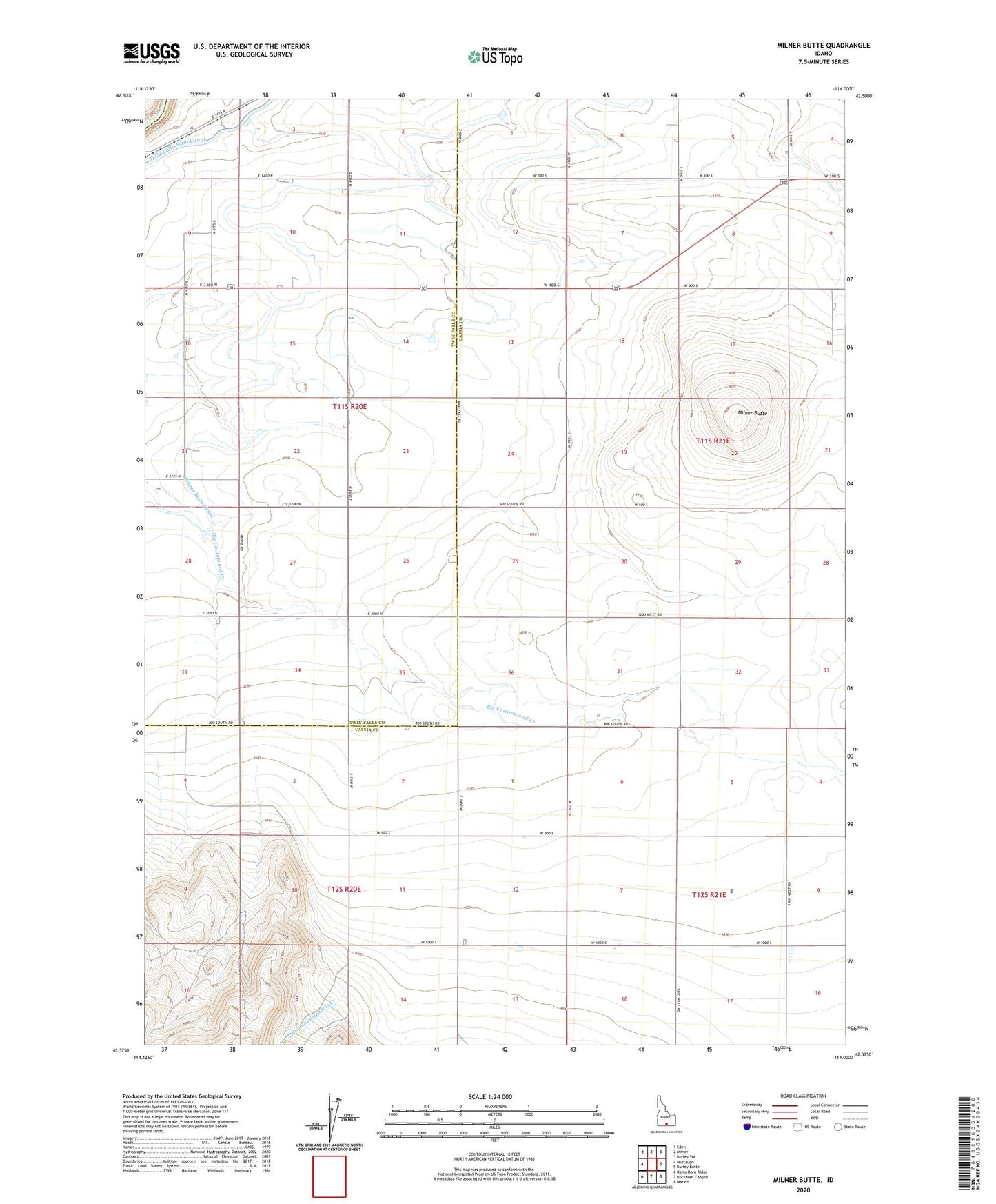 Milner Butte Idaho US Topo Map Image