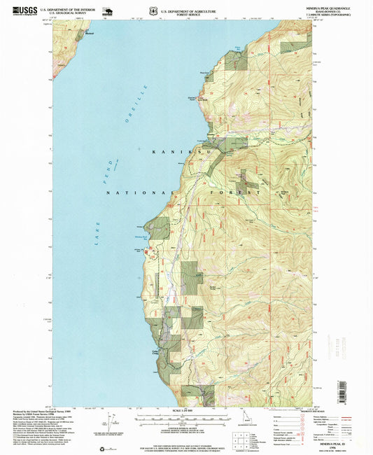 Classic USGS Minerva Peak Idaho 7.5'x7.5' Topo Map Image