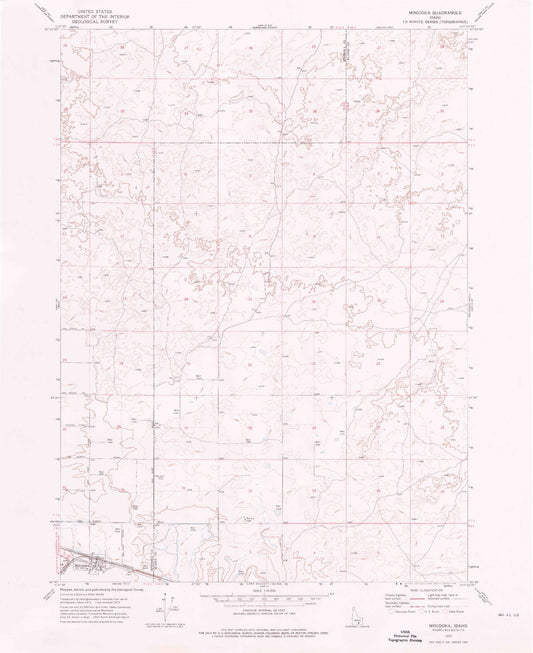 Classic USGS Minidoka Idaho 7.5'x7.5' Topo Map Image