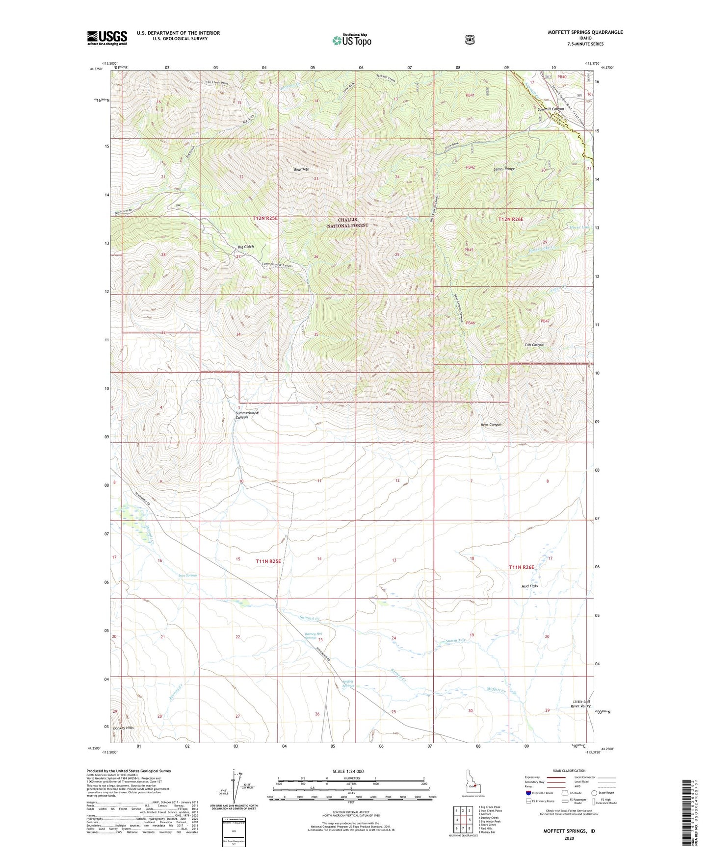 Moffett Springs Idaho US Topo Map Image
