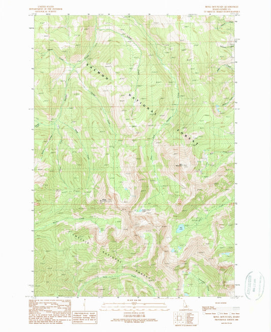Classic USGS Mogg Mountain Idaho 7.5'x7.5' Topo Map Image