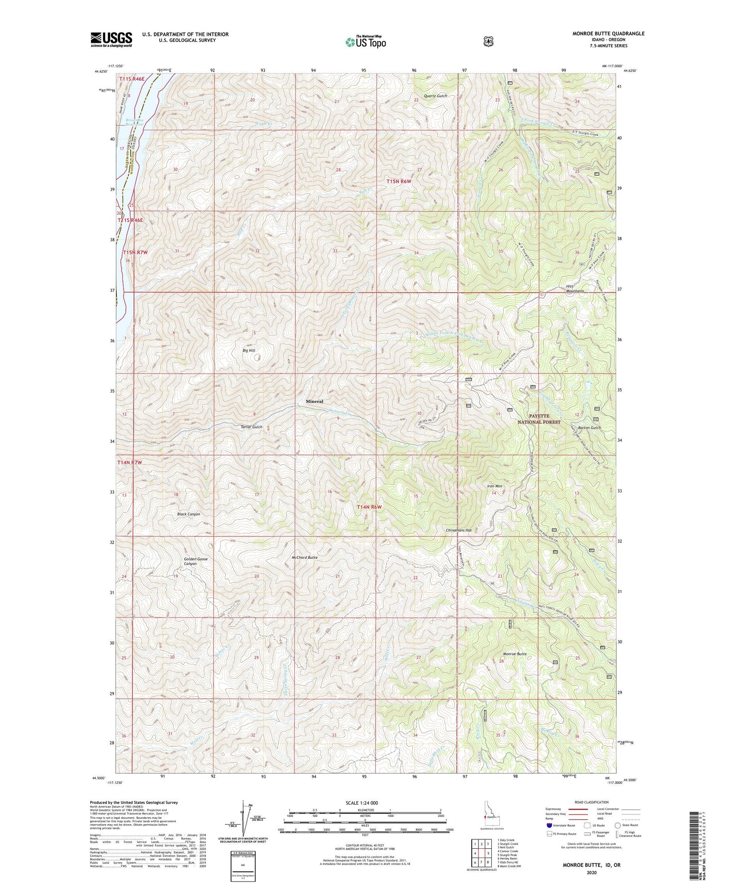 Monroe Butte Idaho US Topo Map Image