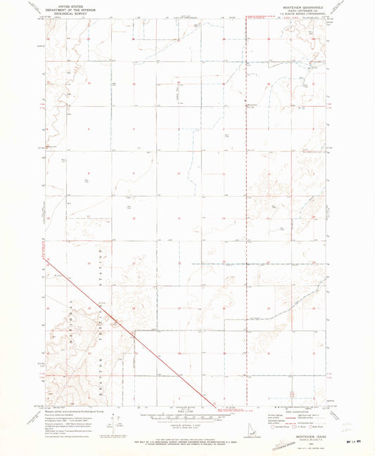 Classic USGS Monteview Idaho 7.5'x7.5' Topo Map Image