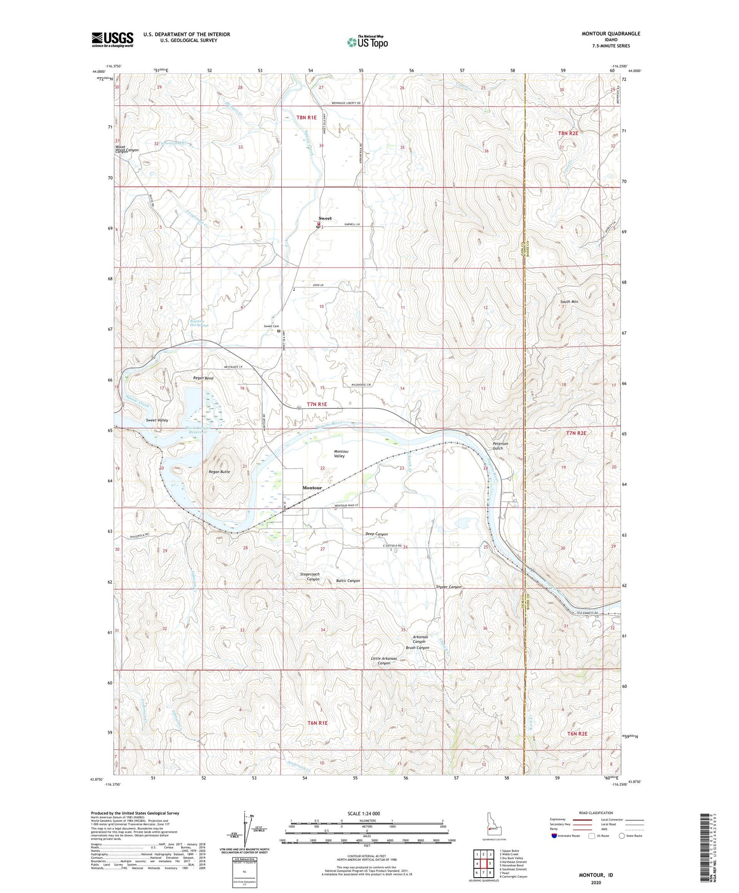 Montour Idaho US Topo Map Image