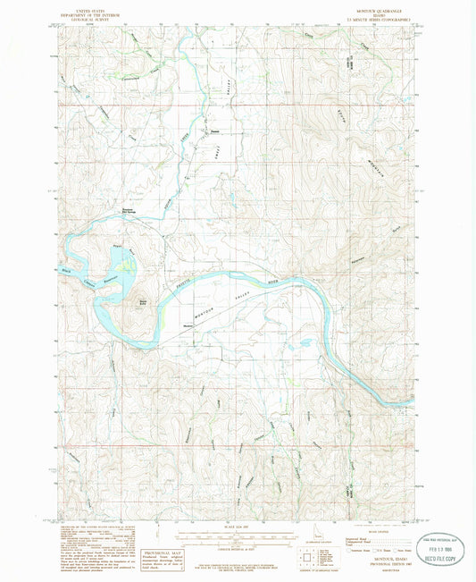 Classic USGS Montour Idaho 7.5'x7.5' Topo Map Image