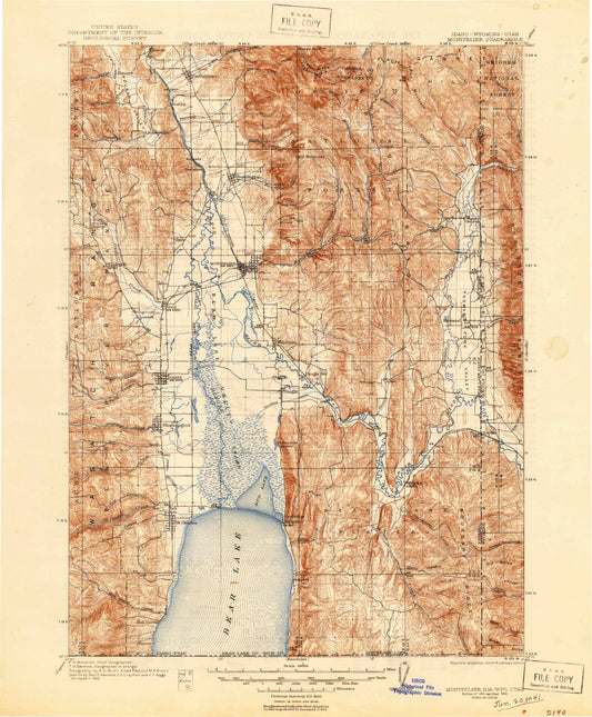 Historic 1911 Montpelier Idaho 30'x30' Topo Map Image